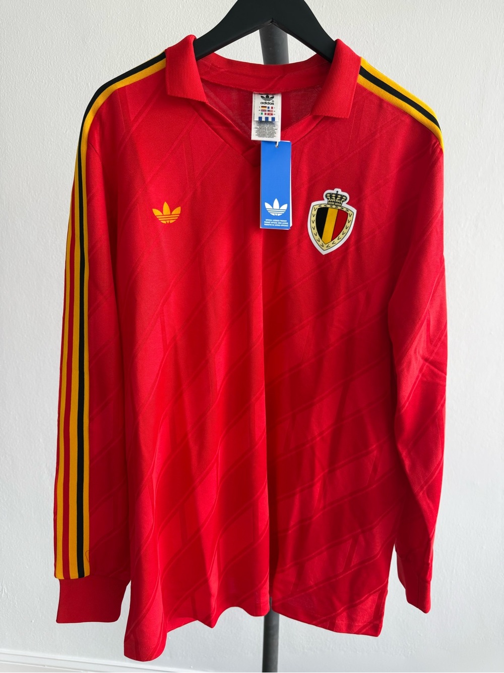 Adidas Belgium 1986 Retro Home Jersey Long Sleeve Red XL NWT